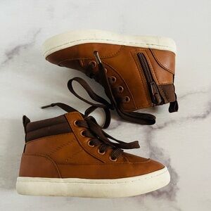 Toddler Fenix High-Top Zip Cognac Sneakers Boots Cat & Jack Size 9 Padded Color